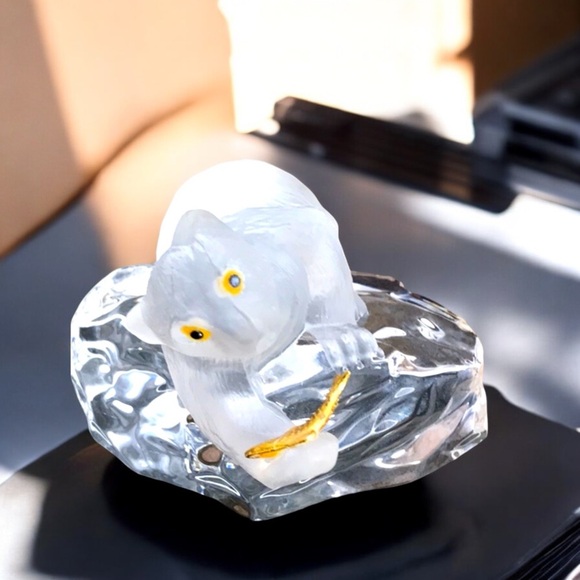 đ§¸FM Igor Carl FabergĂŠ Crystal Bear with 24k Gold Fish - Crystal Cape - Picture 9 of 16